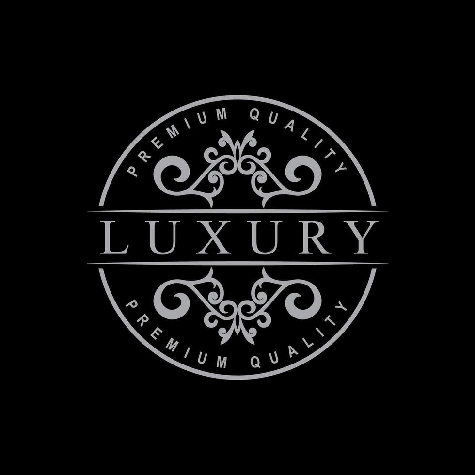 Luxury logo combining floral ornaments with premium quality message vector