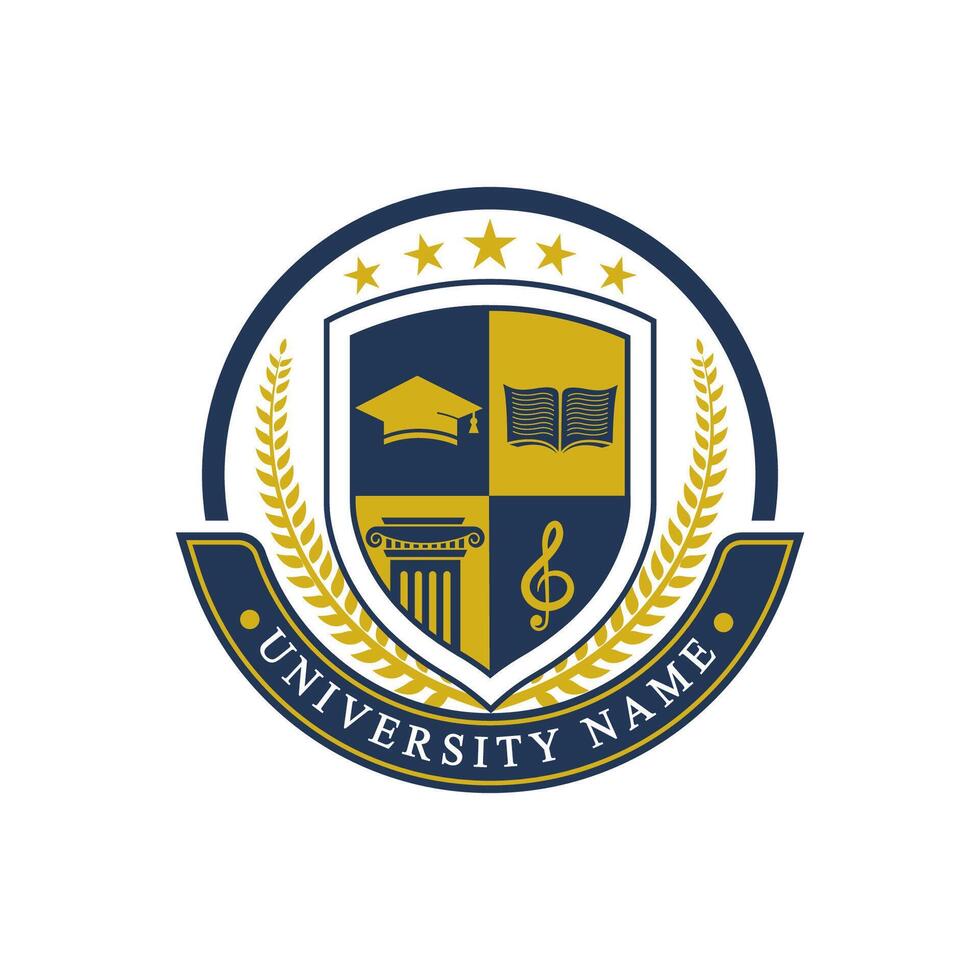 University college school badge logo design vector