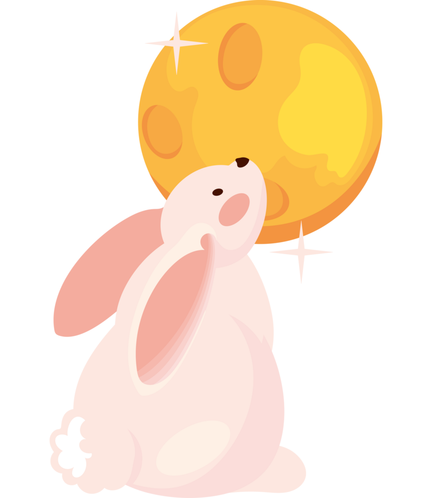 happy mid autumn festival moon and rabbit png