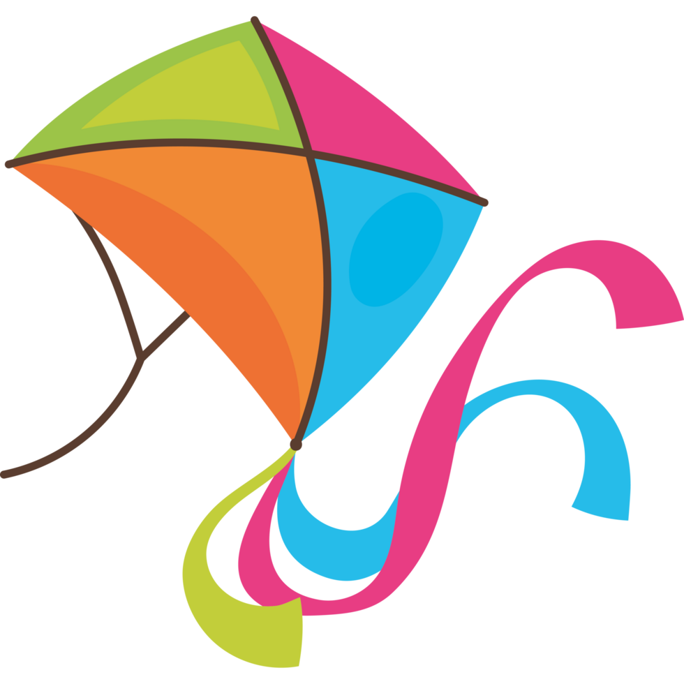 colored kite flying png