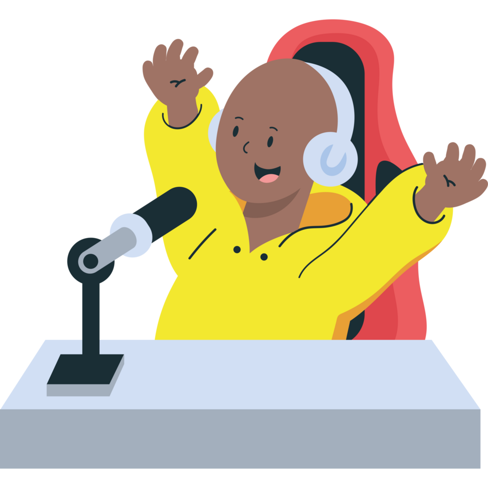 streamer gamer boy with microphone and headphones png
