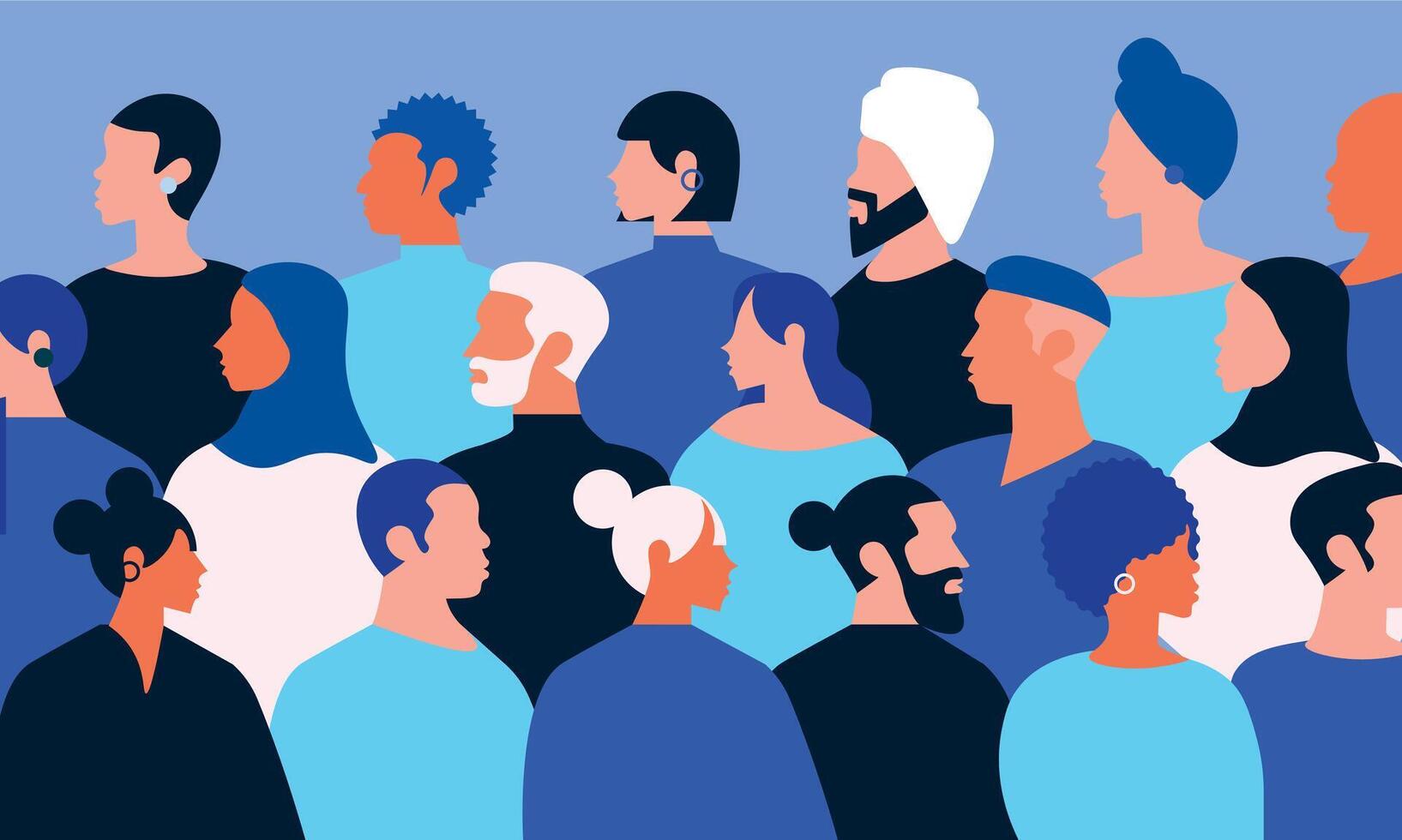 different ethnic people, different ages and different sexual genders. vector