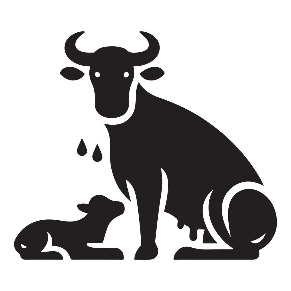 Graphic Images of Silhouettes of Dairy Cows vector