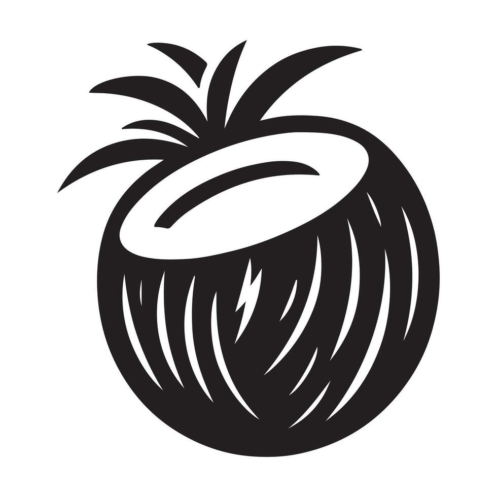 Coconut and Palm Leaves Silhouette vector