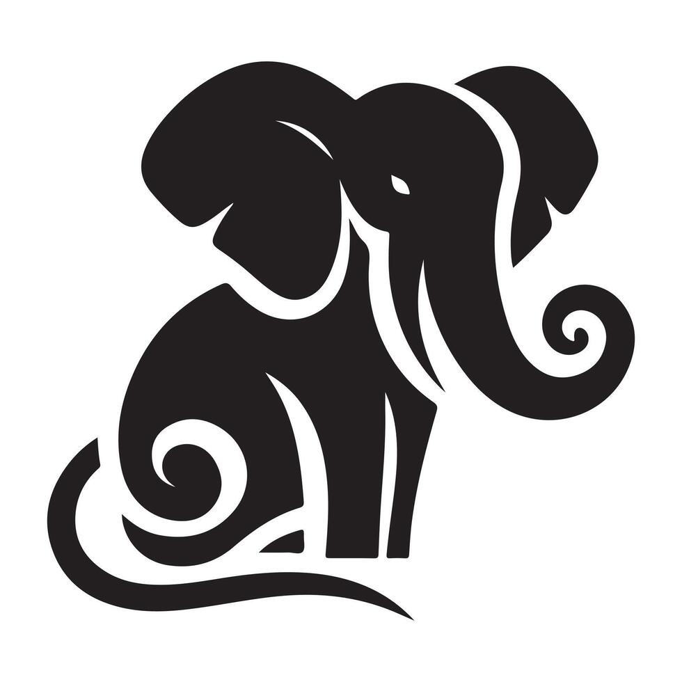 A white background with an elephant silhouette vector
