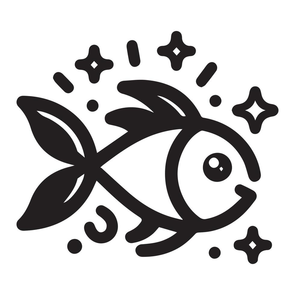 Fish in black and white with a love symbol vector