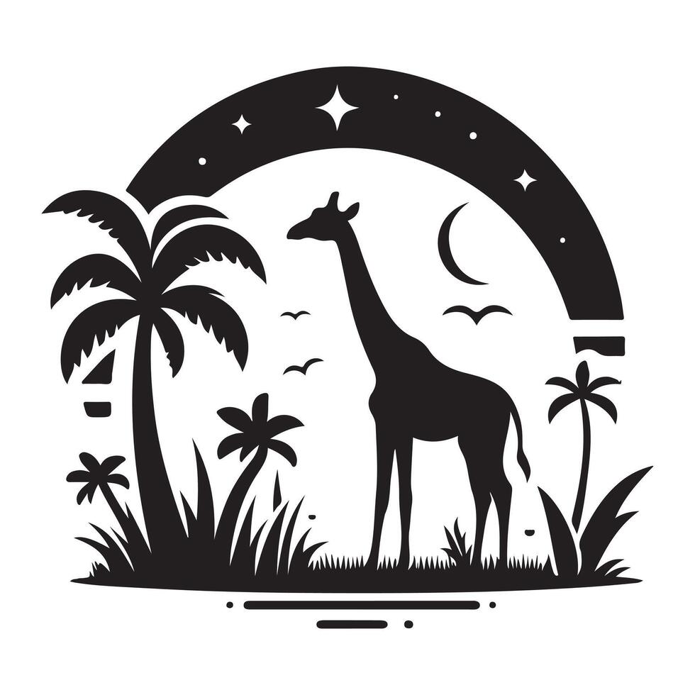 Animals in nature graphic in black color silhouette vector