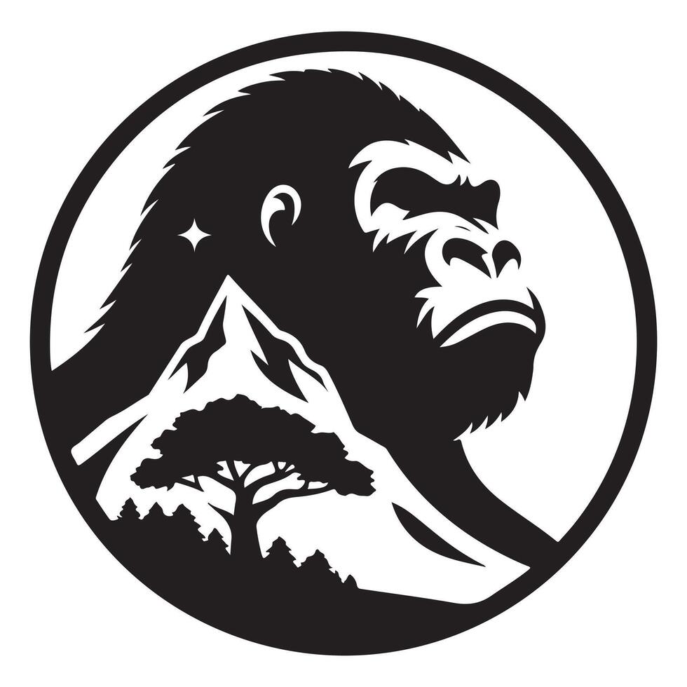 Graphic illustration of a minimalist and flat gorilla logo vector