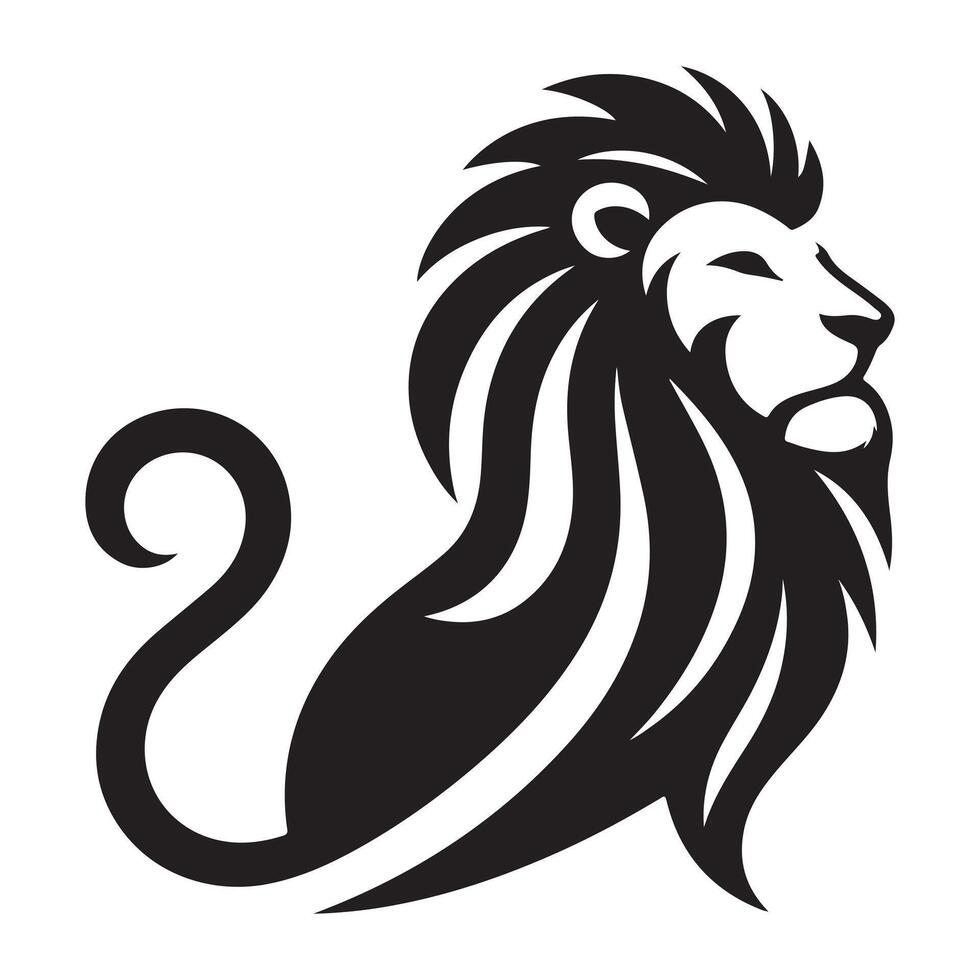Black and White Graphic Illustration of a Lion vector