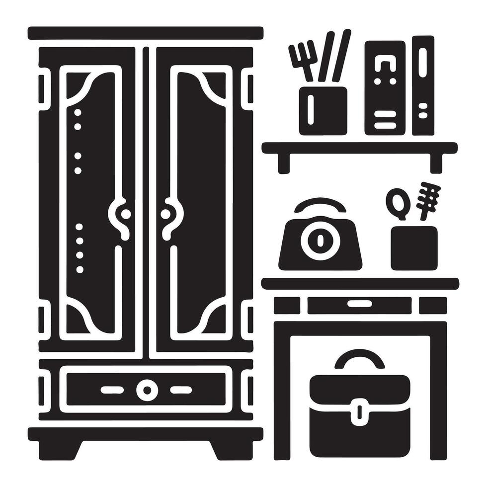 Graphic wardrobe icon template with a white backdrop vector