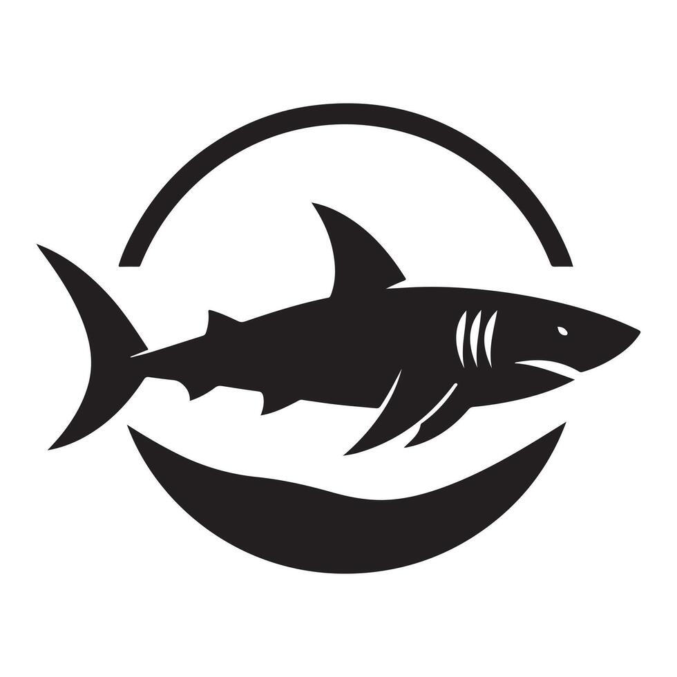 Shark graphic illustration with a simple and minimalistic silhouette vector
