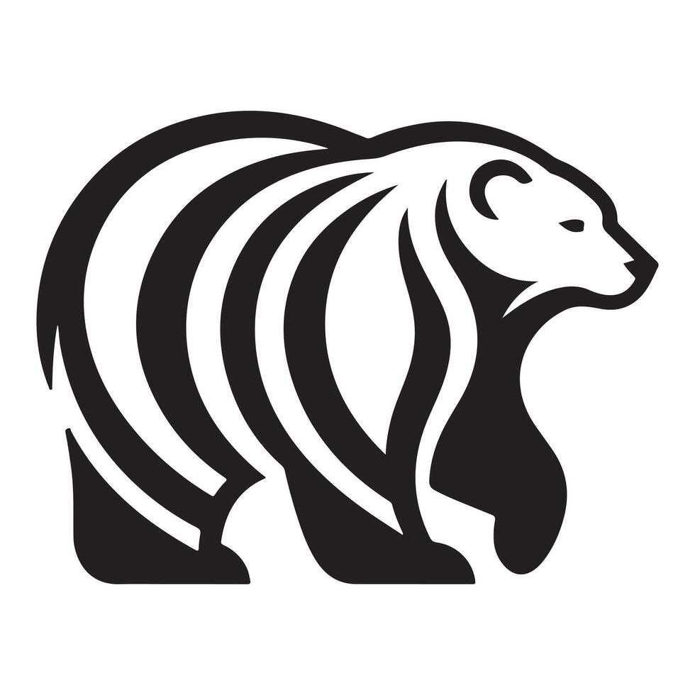 Illustration of a stylized black and white bear logo design vector