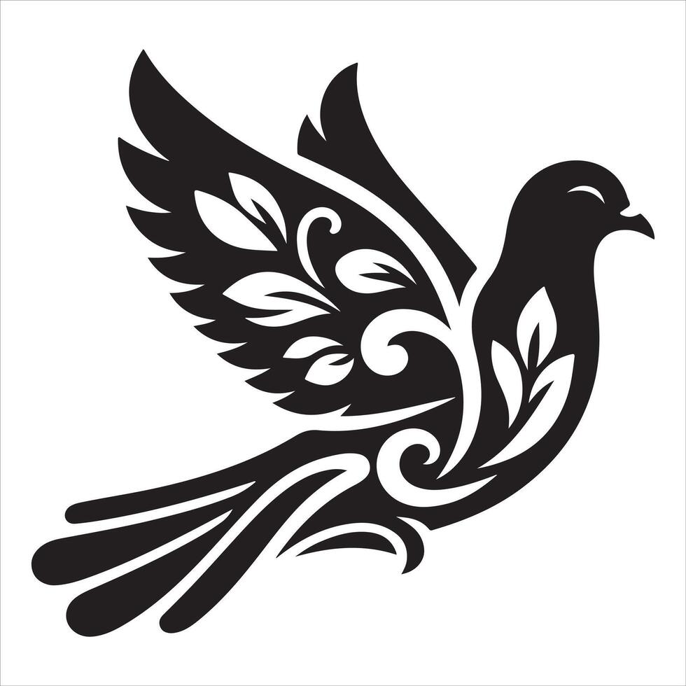 Graphic of a soaring dove or pigeon on a white background vector