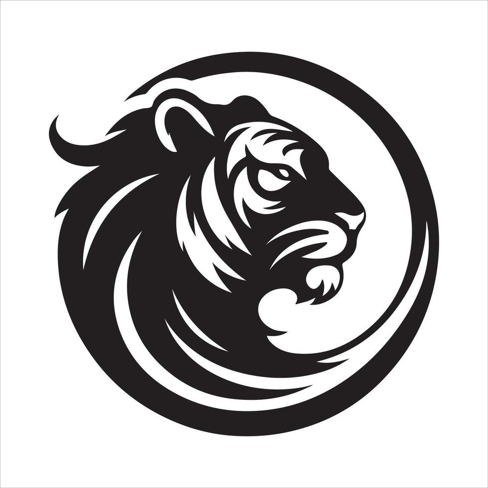simple minimalist tiger head wild animal logo graphic style with a white background vector