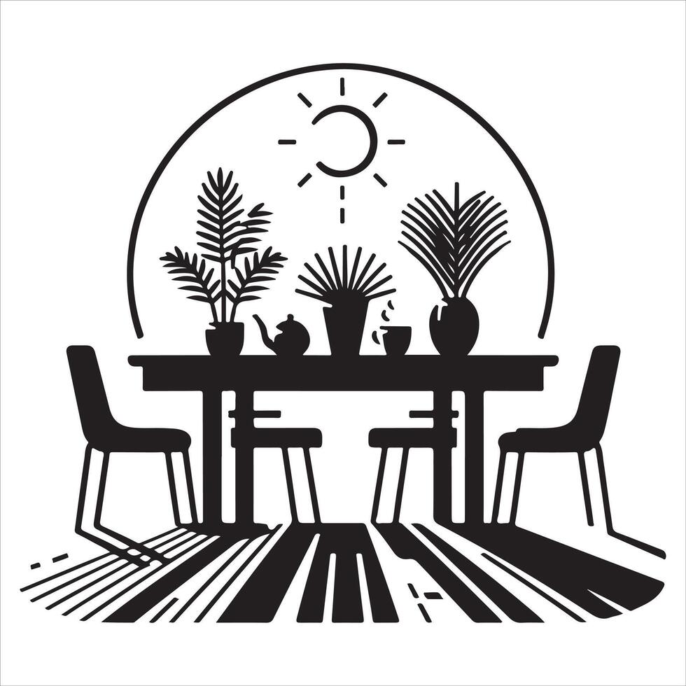 Silhouette of a dining table with royalty vector