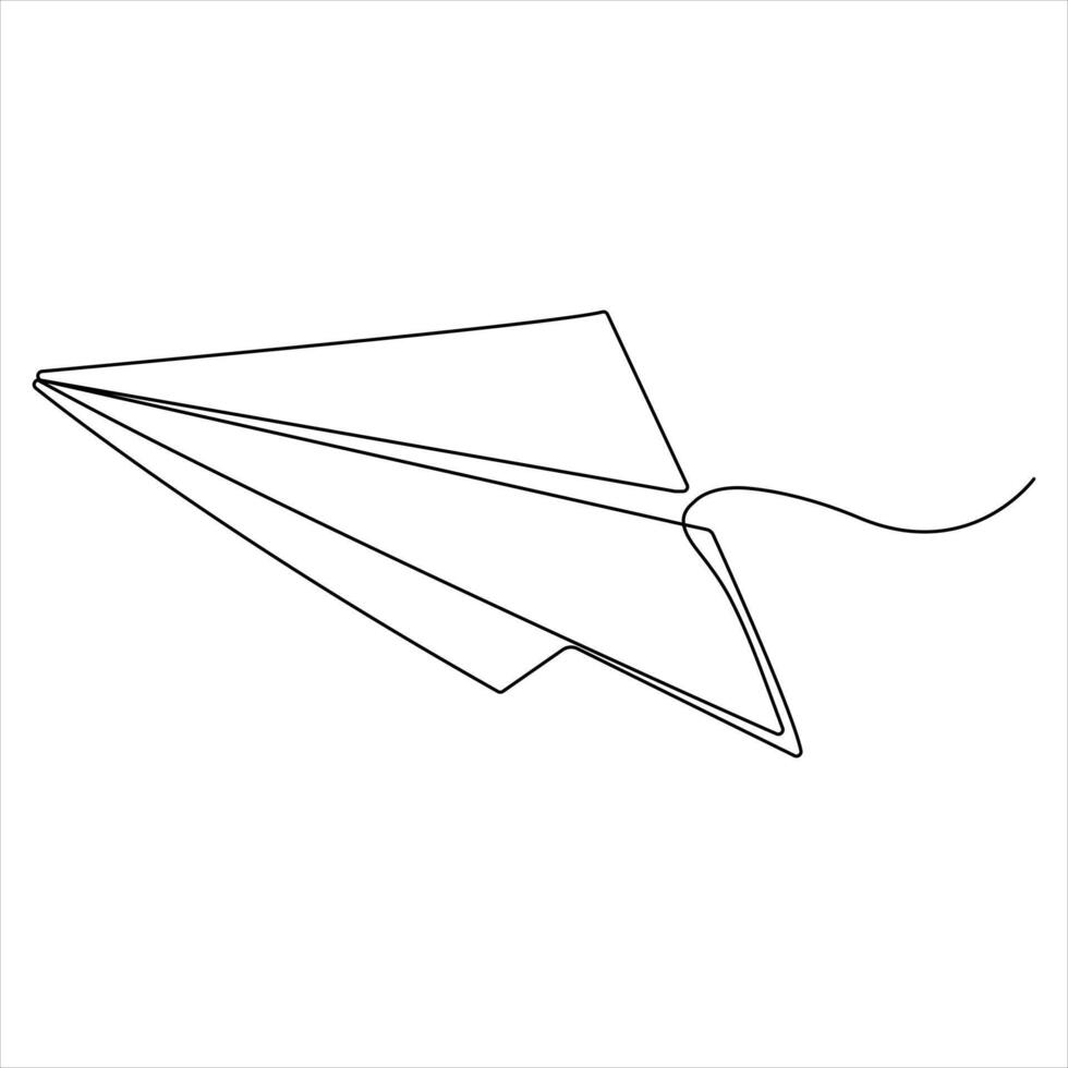 Single line continuous drawing of paper airplane Concept of plane flying outline style illustration vector