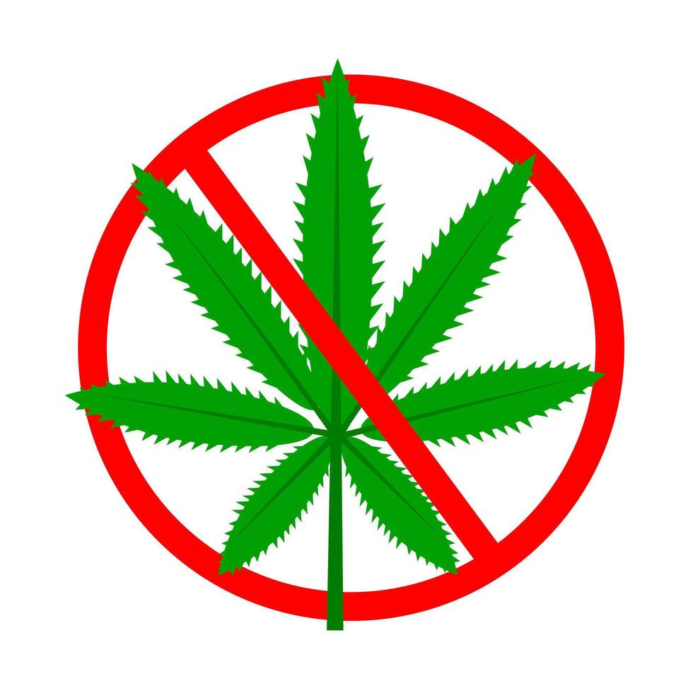 Stop cannabis. Ban on smoking cannabis. Sign on a white background vector