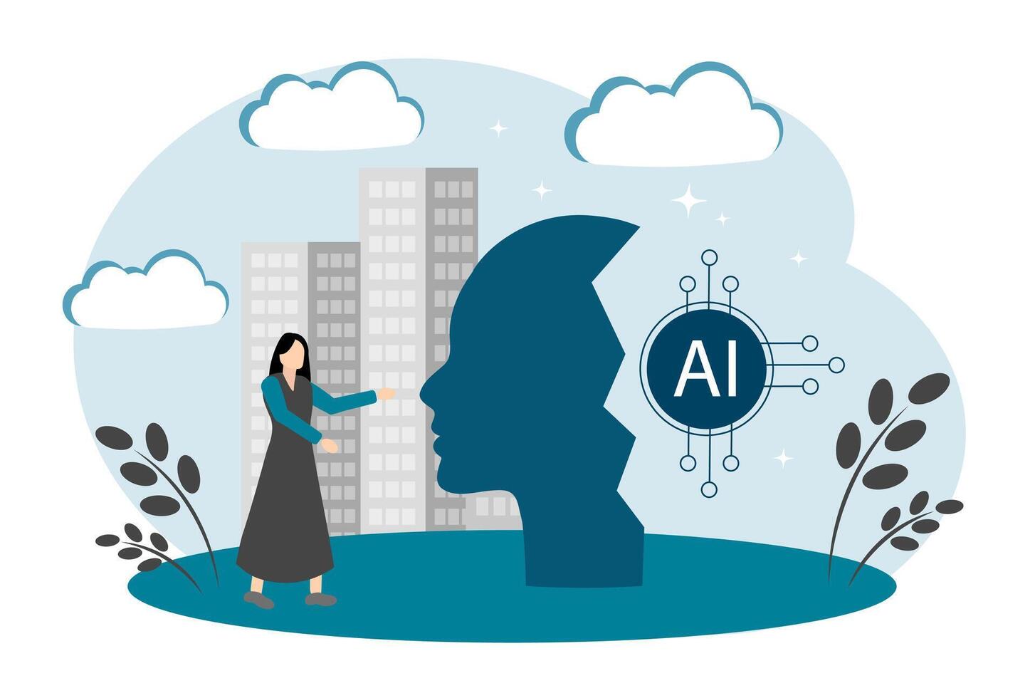 Artificial intelligence. Electronic brain. illustration vector