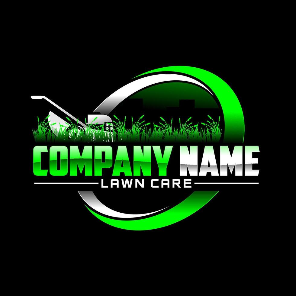 lawn care logo design on black background vector
