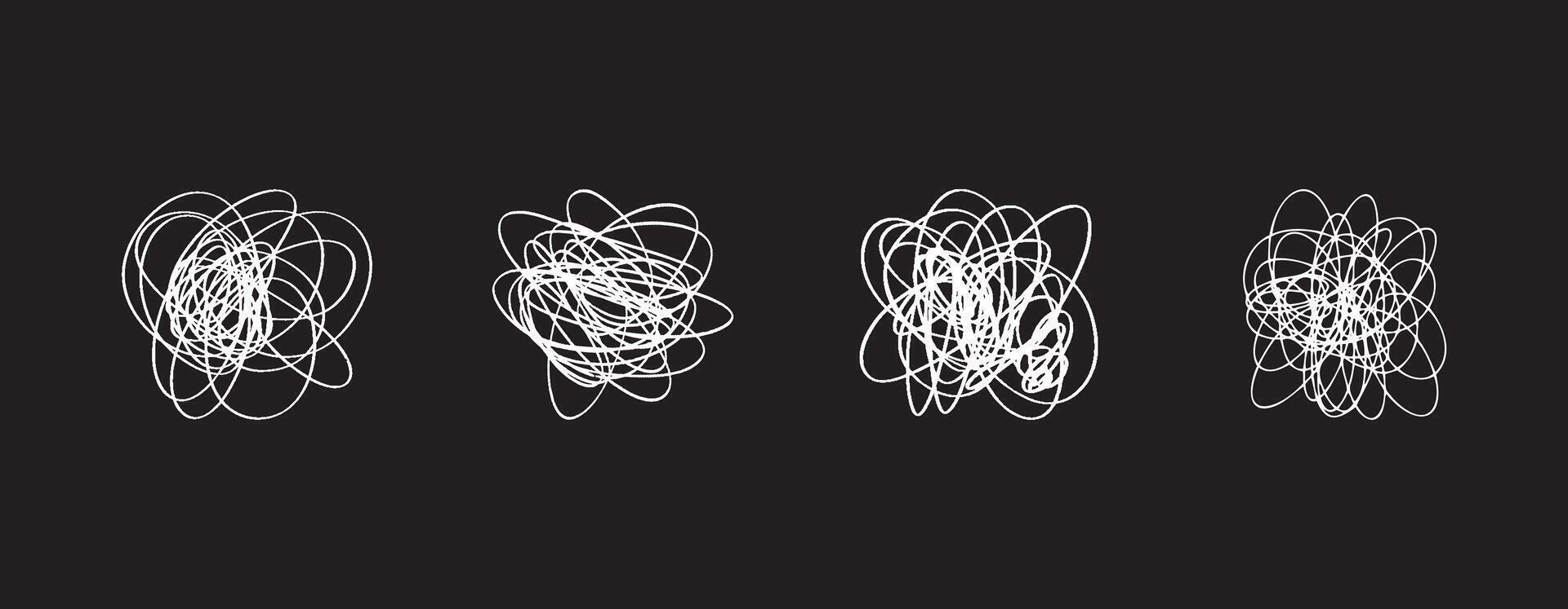 Random scribble shapes. Collection of chaotic hand-drawn doodles. Illustration for artistic designs. vector