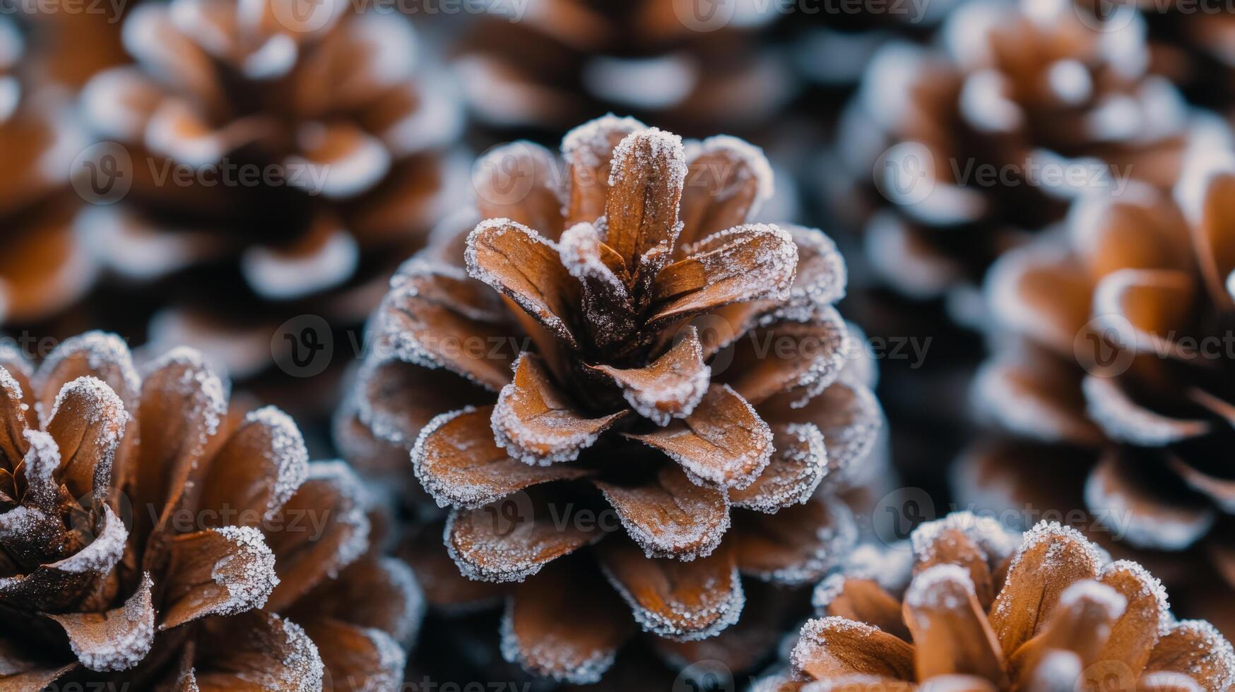 Frosted pinecone texture with snow dusting winter holiday chill crisp natural vibe cozy and wintry feel great for Christmas designs photo