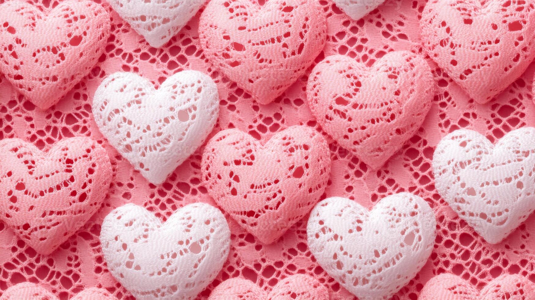 Soft pink and white heart shaped patterns on a delicate lace texture Sweetest Day gentle and romantic subtle love vibes perfect for heartfelt designs photo