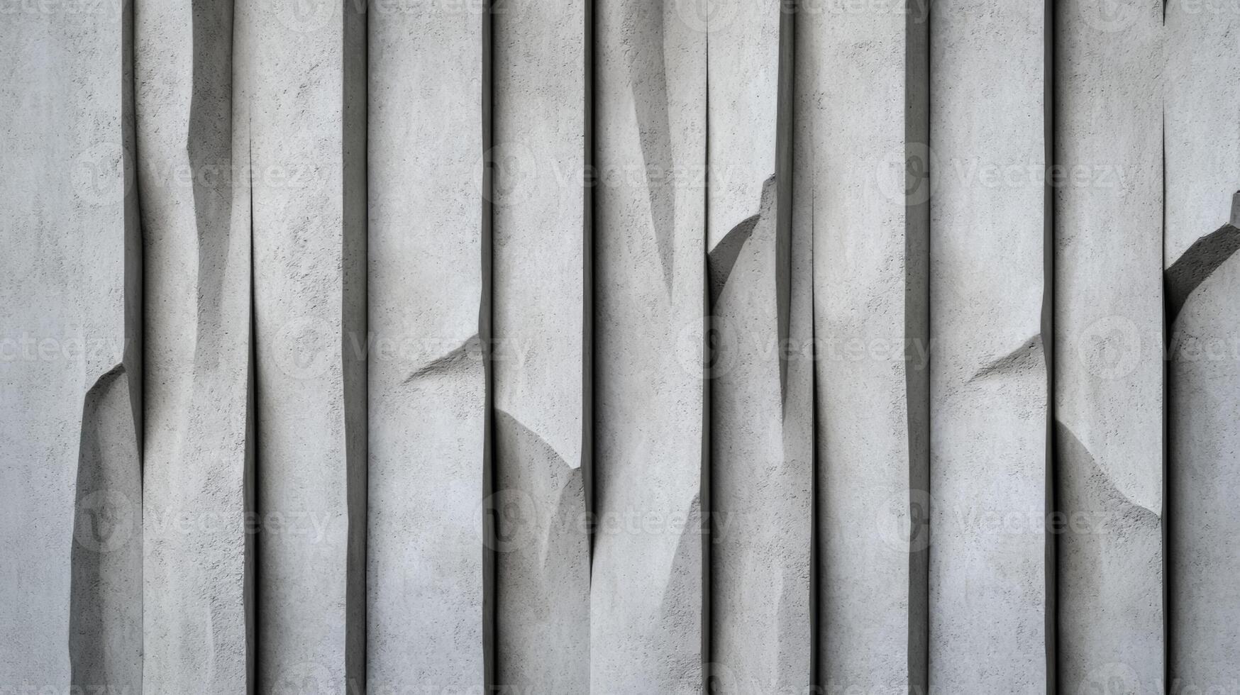 Abstract view of a concrete wall texture with deep ridges and crevices light gray with darker streaks dramatic lighting emphasizing depth perfect for grunge and edgy designs photo