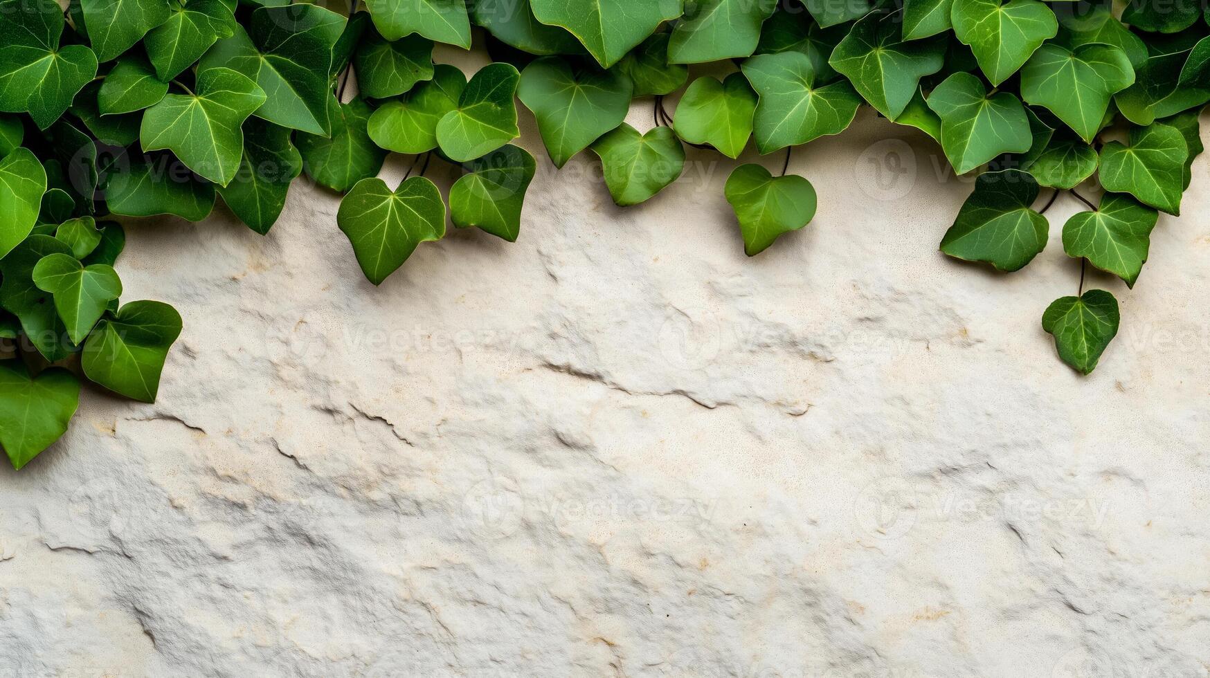Rough stone texture with faint green vine details Tu BShevat earthy and natural connection to nature rustic and spiritual perfect for seasonal themes photo