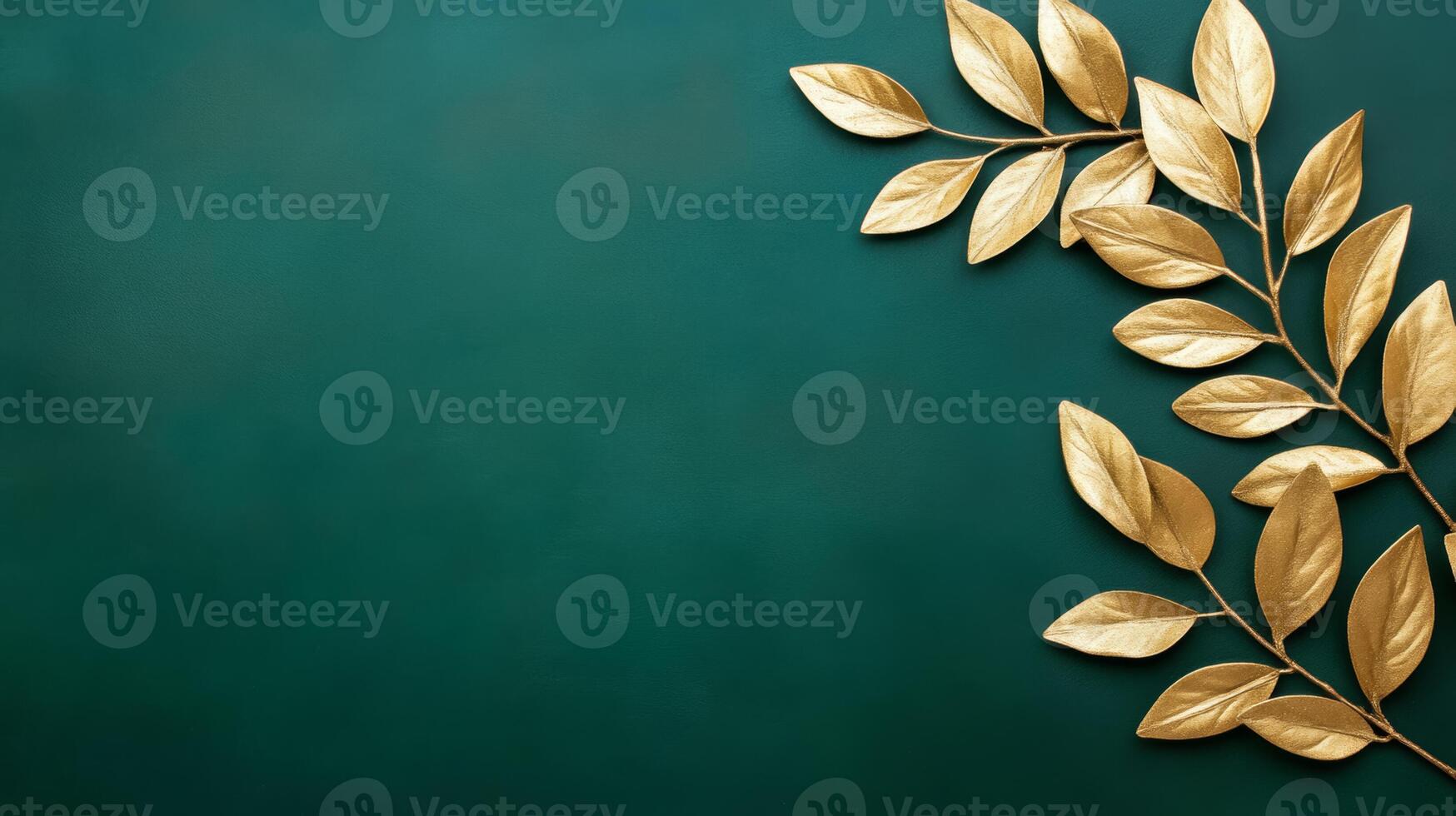 Textured golden leaves on a deep green background Sukkot warm and natural festive spirit earthy tones with a rustic feel ideal for seasonal themes photo