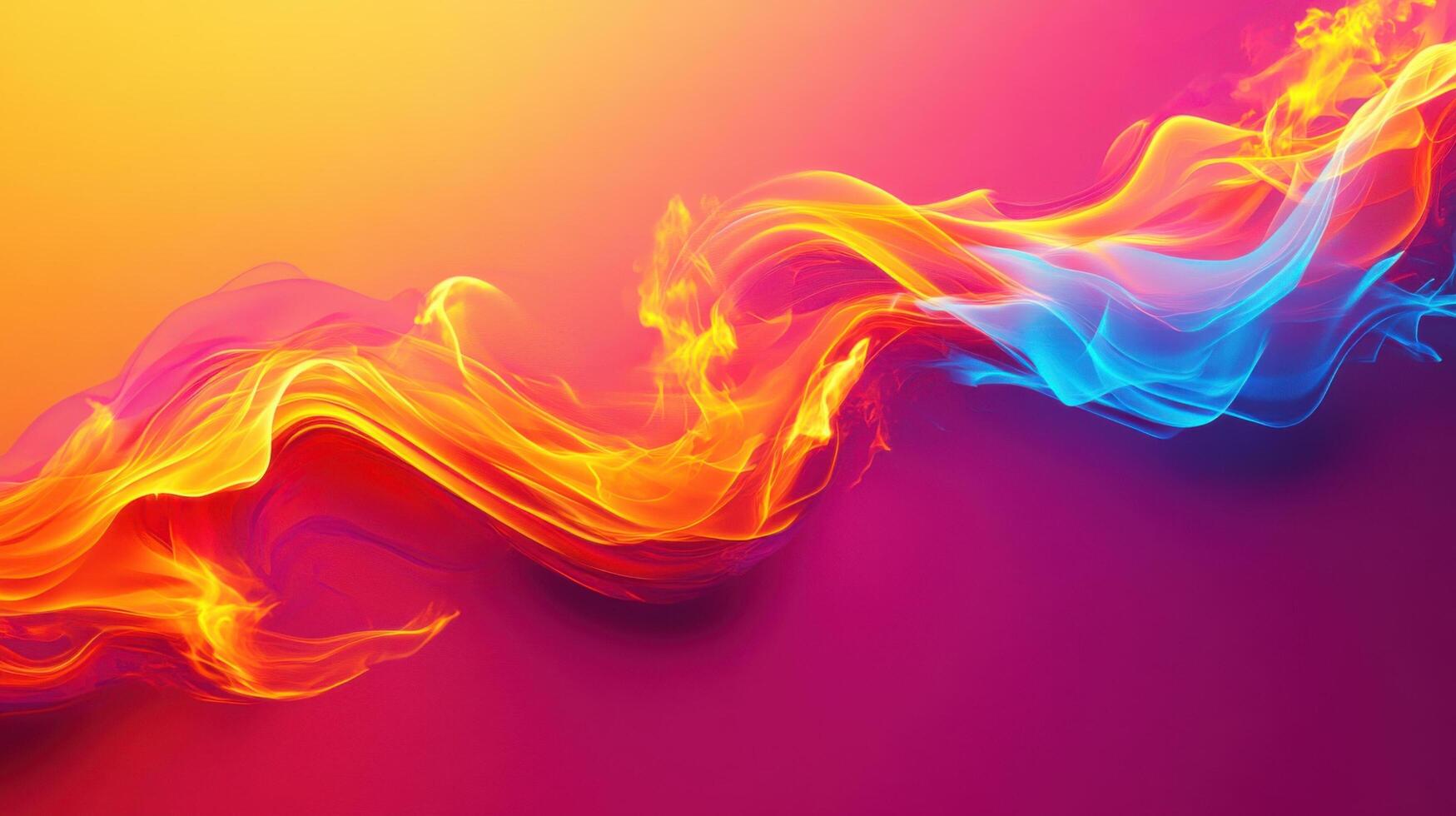 Vibrant Abstract Background with Colorful Flowing Waves of Orange, Yellow, and Blue on a Gradient Backdrop photo