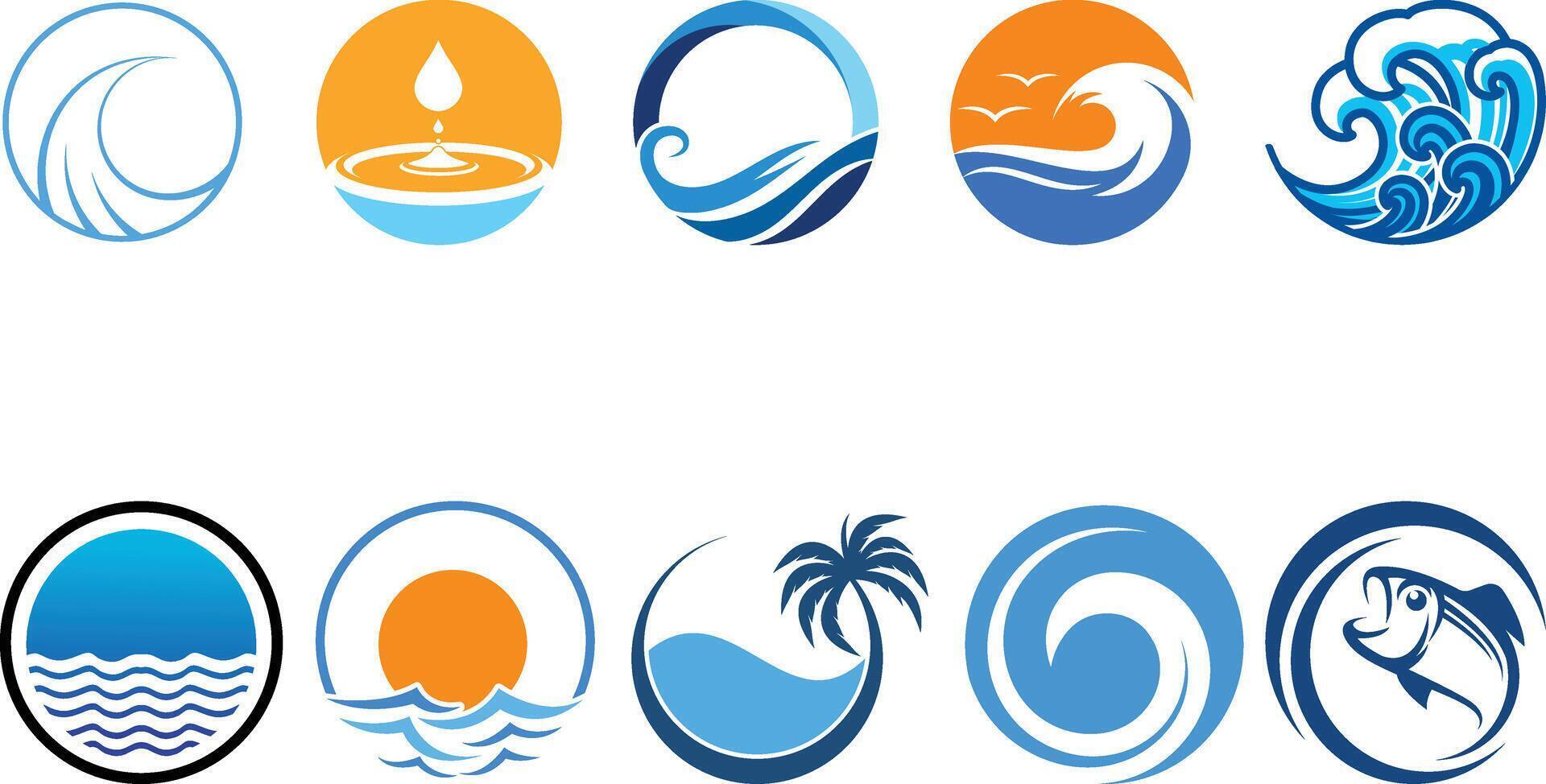 Circle Water icon set collection design vector