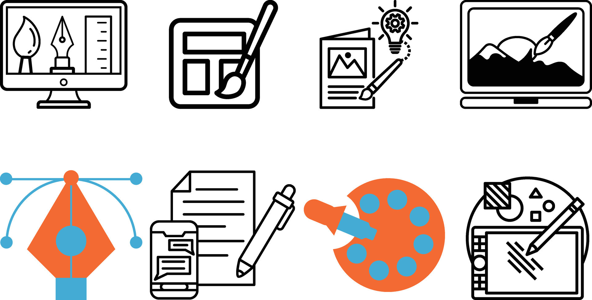 Graphic design program tools icons set collection design 49332125 ...