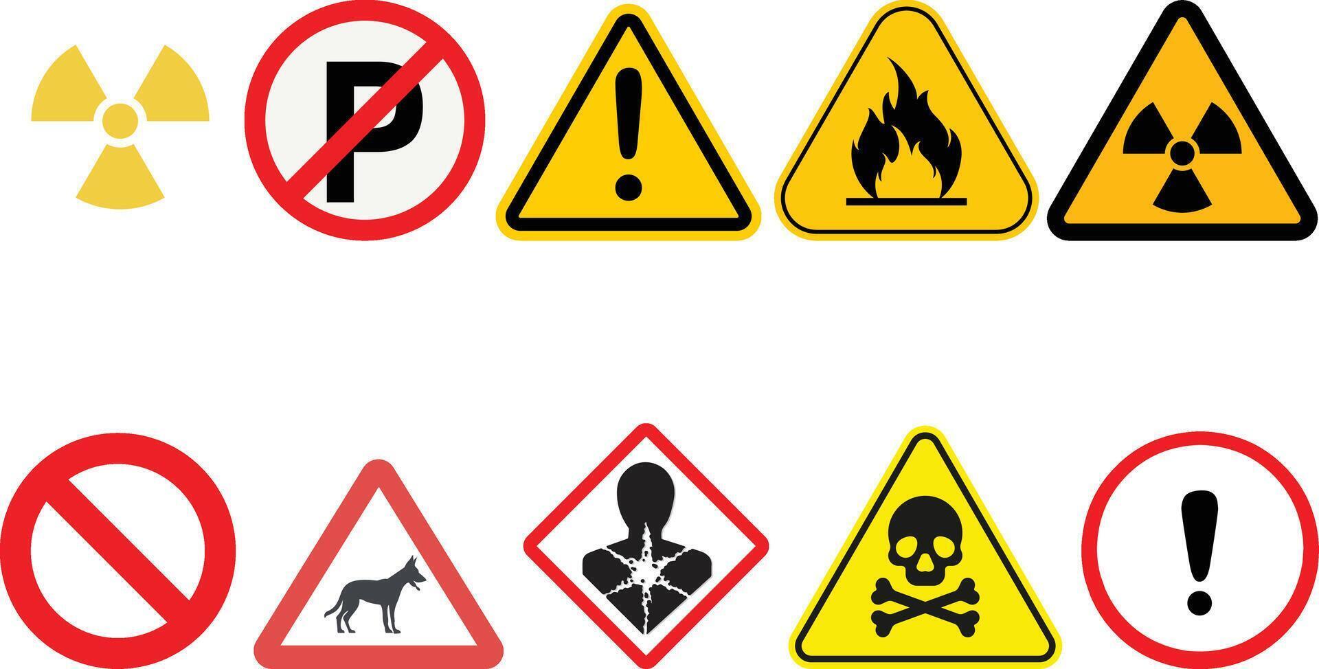 warning signs symbols icon set design vector