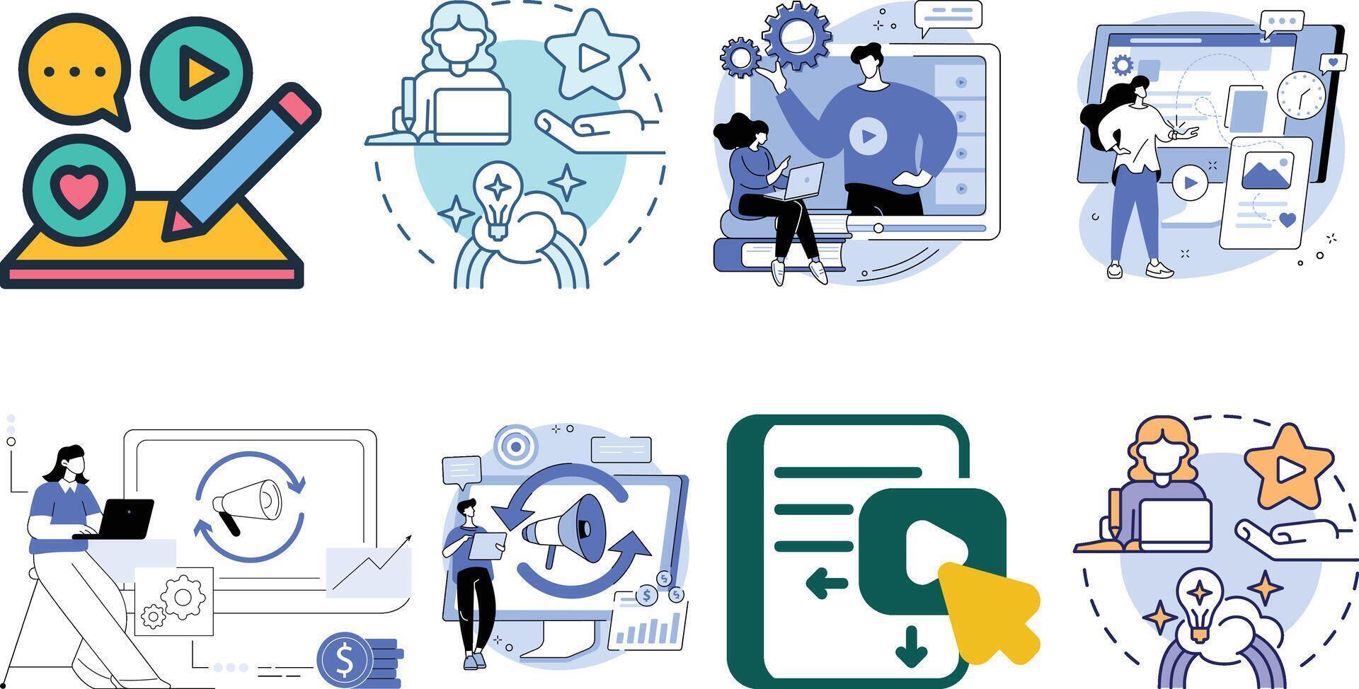 internet marketing and online business icons set design vector