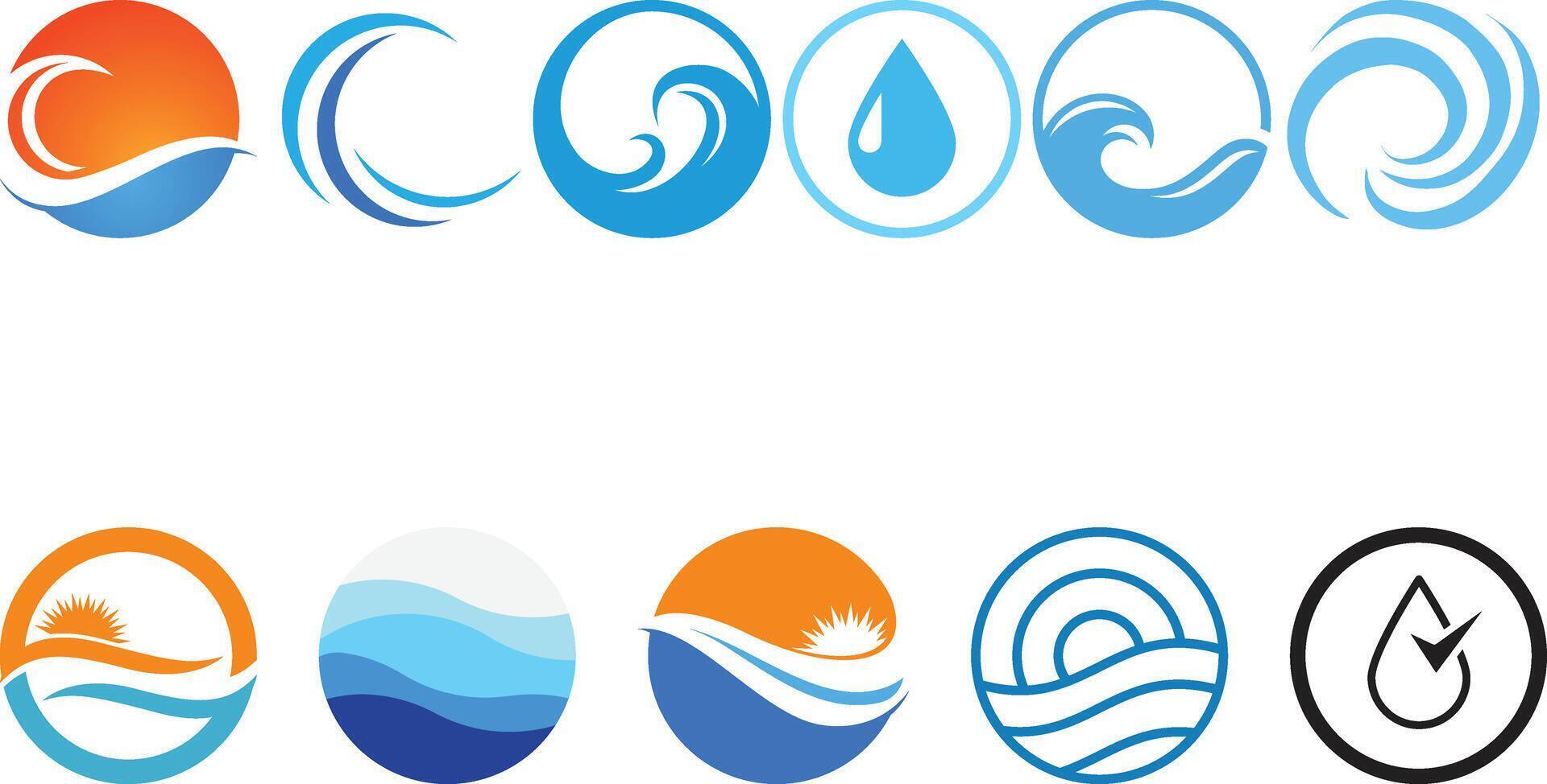 Circle Water icon set collection. vector