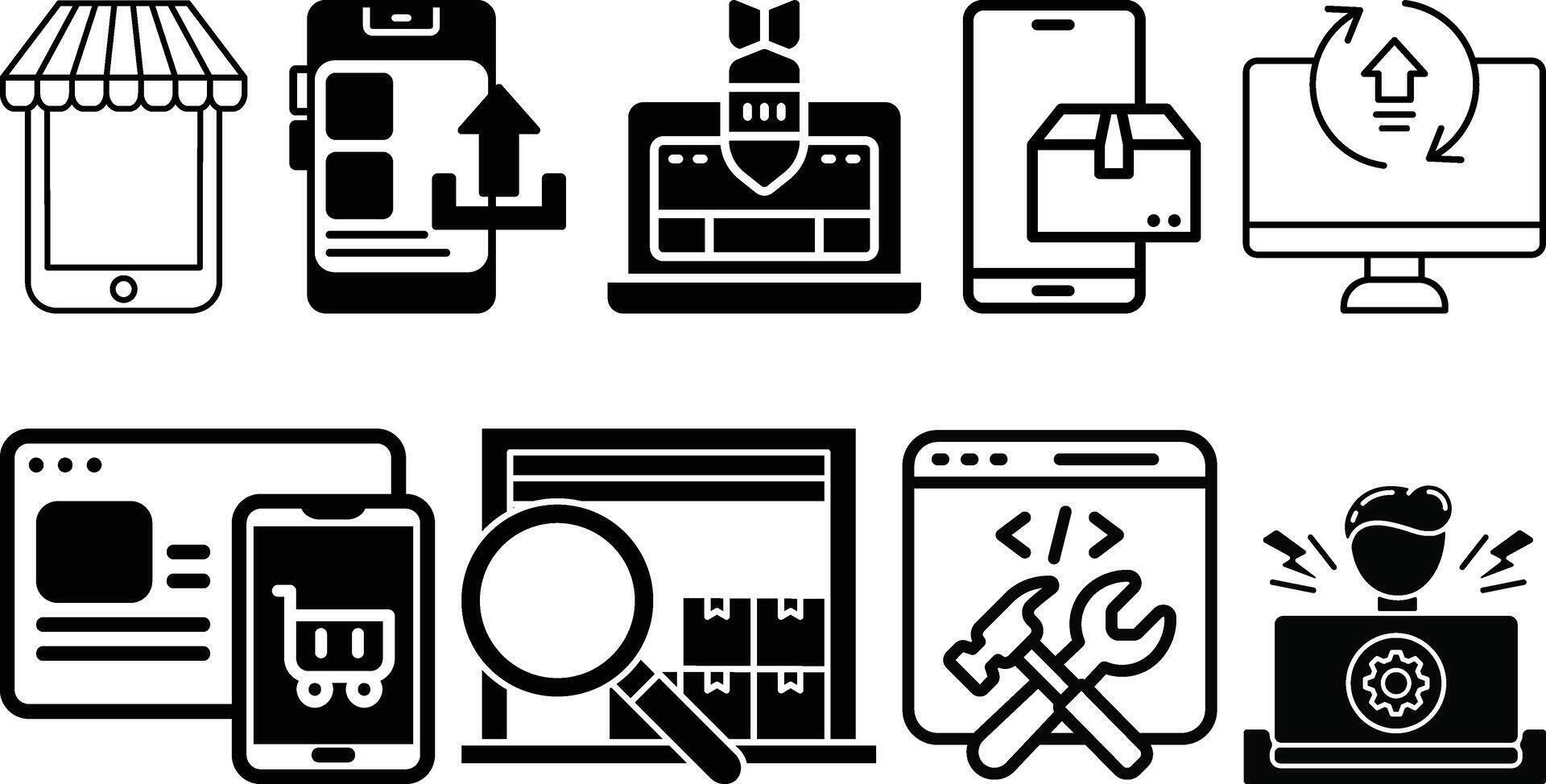 website and app icon set design vector
