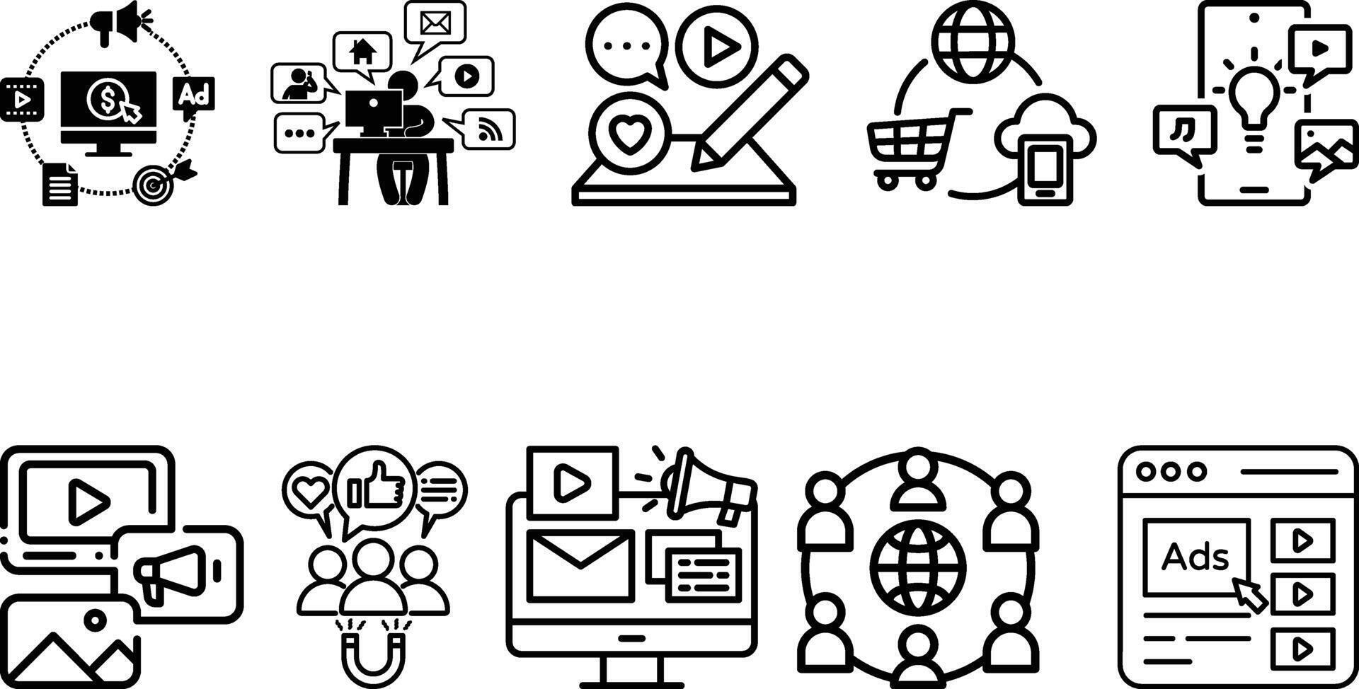 internet marketing and online business flat icons set collection design vector