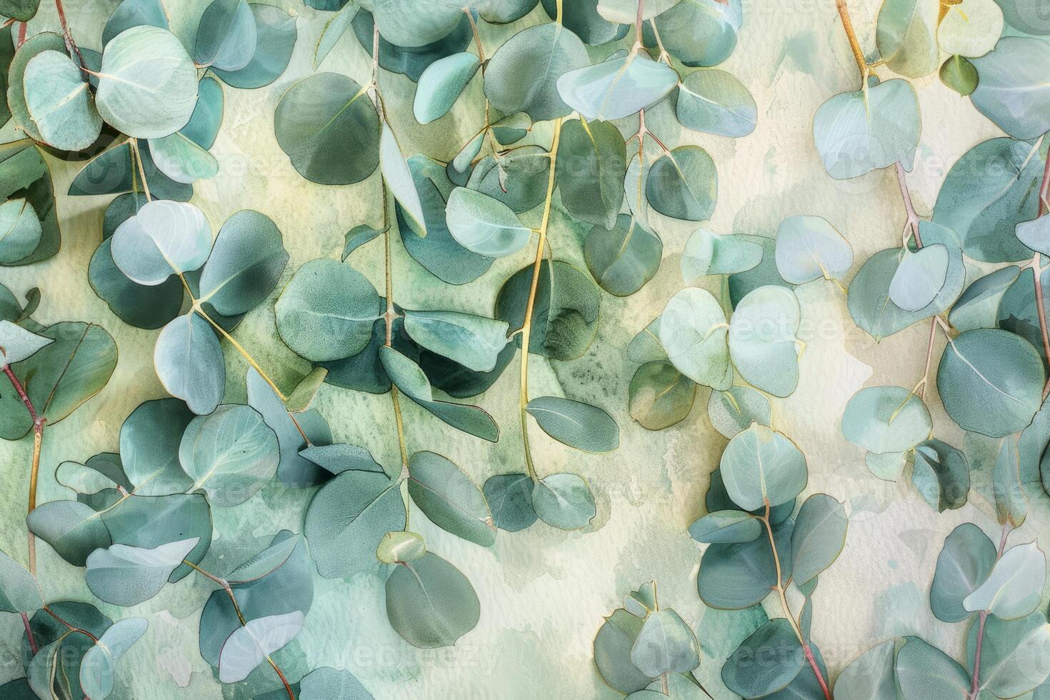 Fresh eucalyptus leaves on pastel background photo