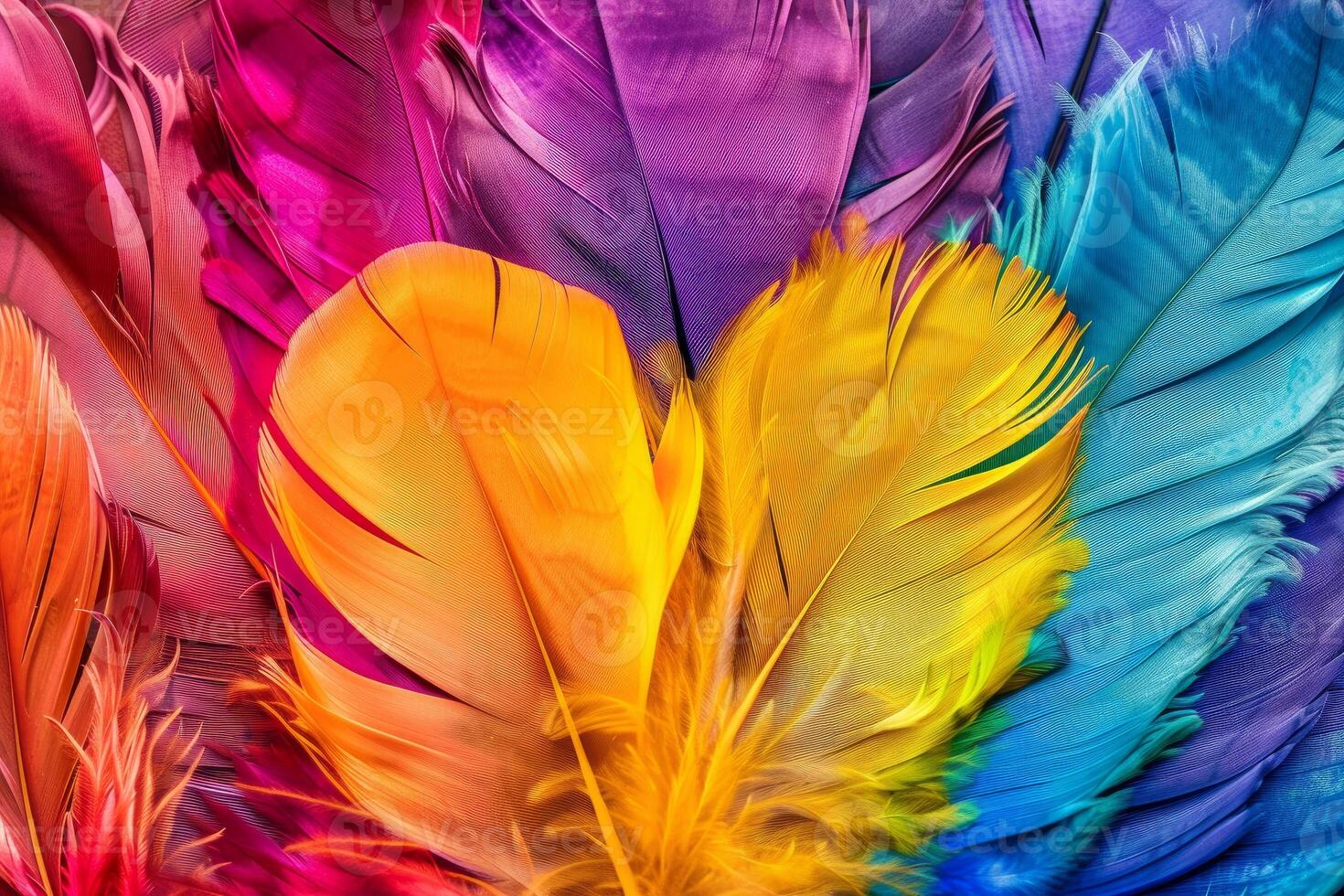 Vibrant multicolored bird feathers background photo