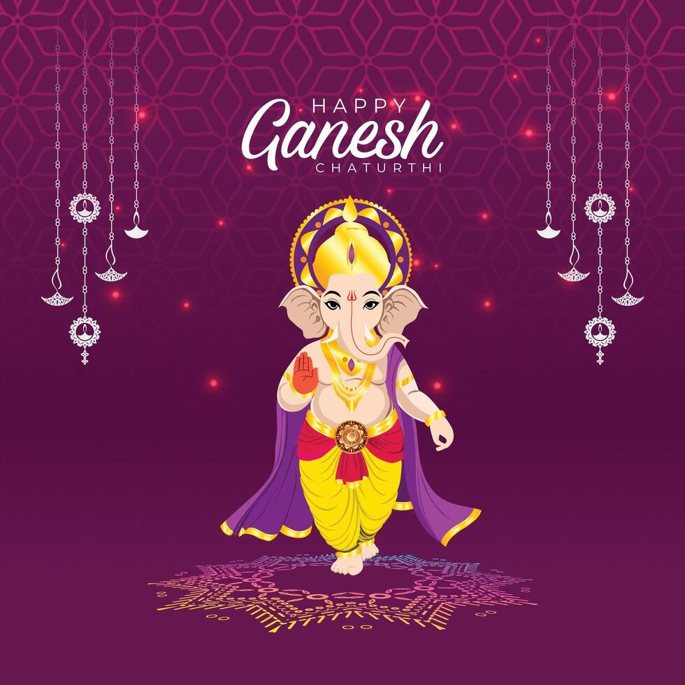 Ganesh Chaturthi festive greeting poster unique vector