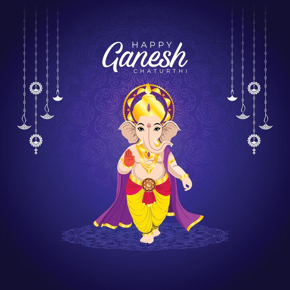 Ganesh Chaturthi festive greeting poster attractive vector