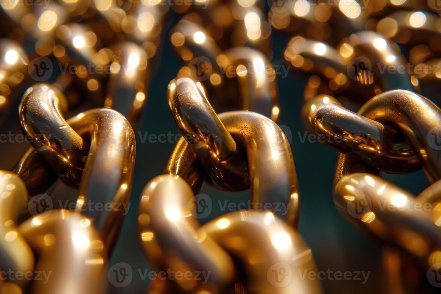 Golden chain creating intricate pattern reflecting light photo