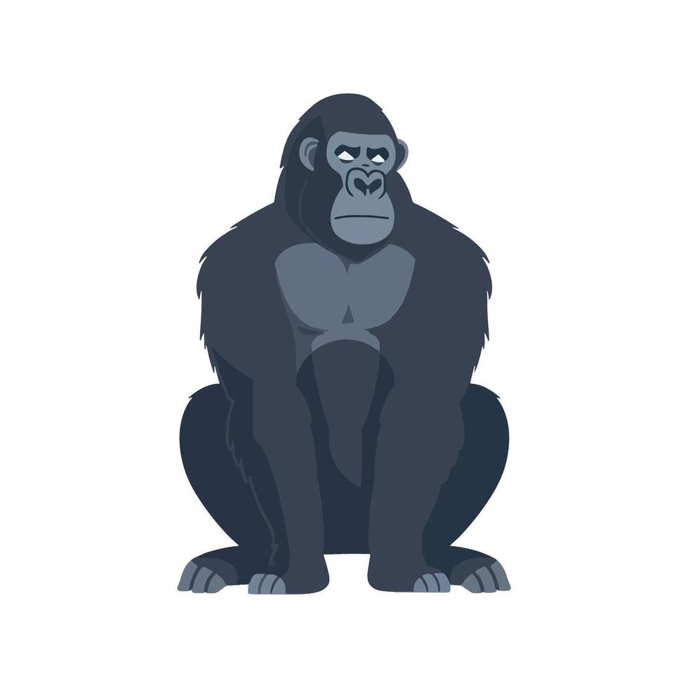 Happy cute cartoon style Gorilla character illustration in flat color design on white background. vector