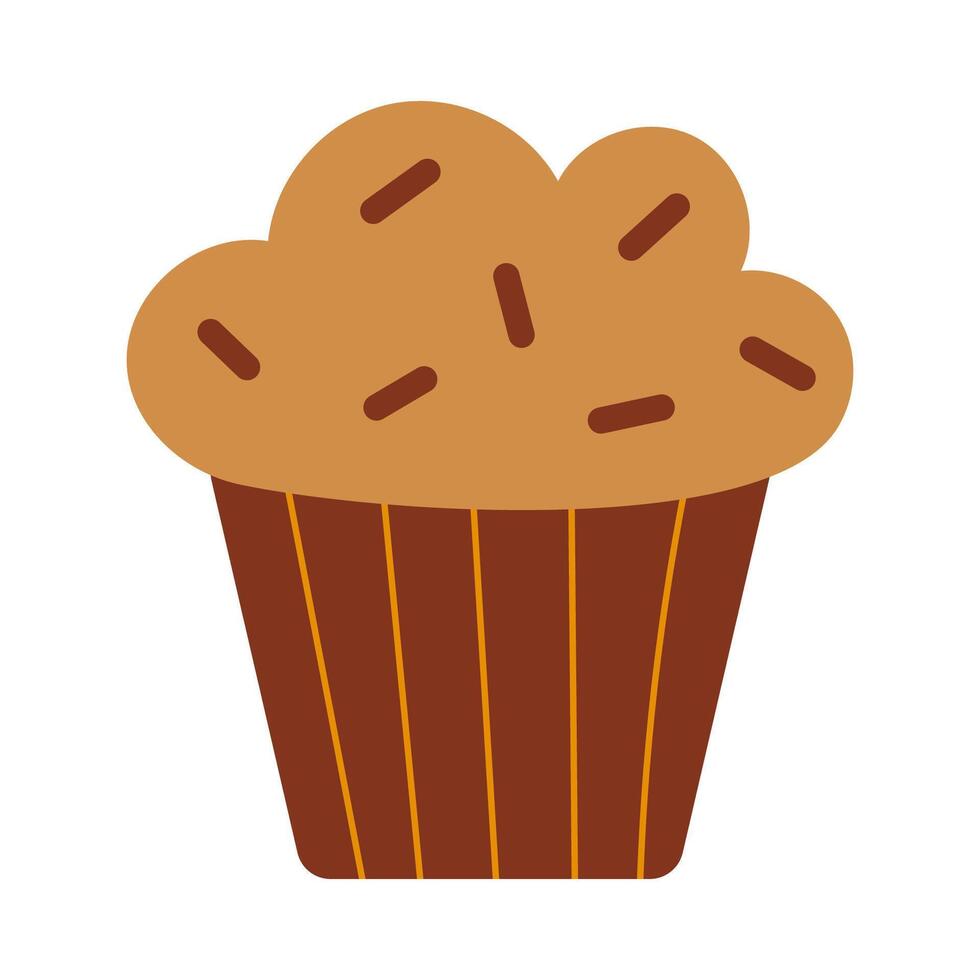 Cute Hand Drawn Flat Muffin Isolated for Breakfast, Baked Snack, and Dessert Recipes Design. vector
