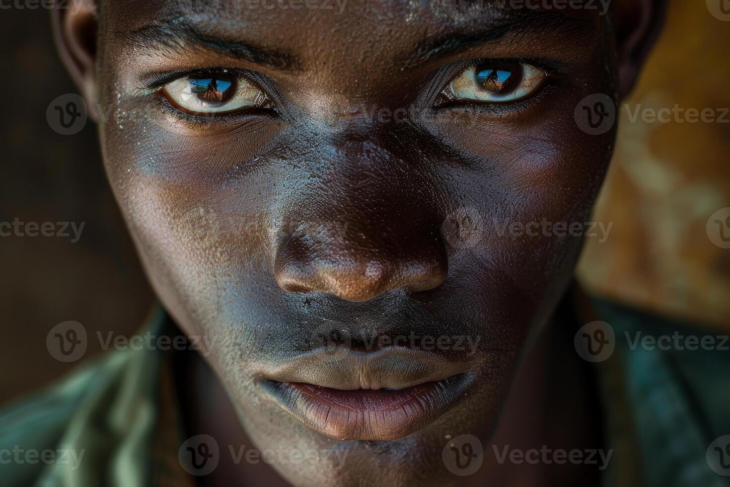 Intense gaze of young african man photo