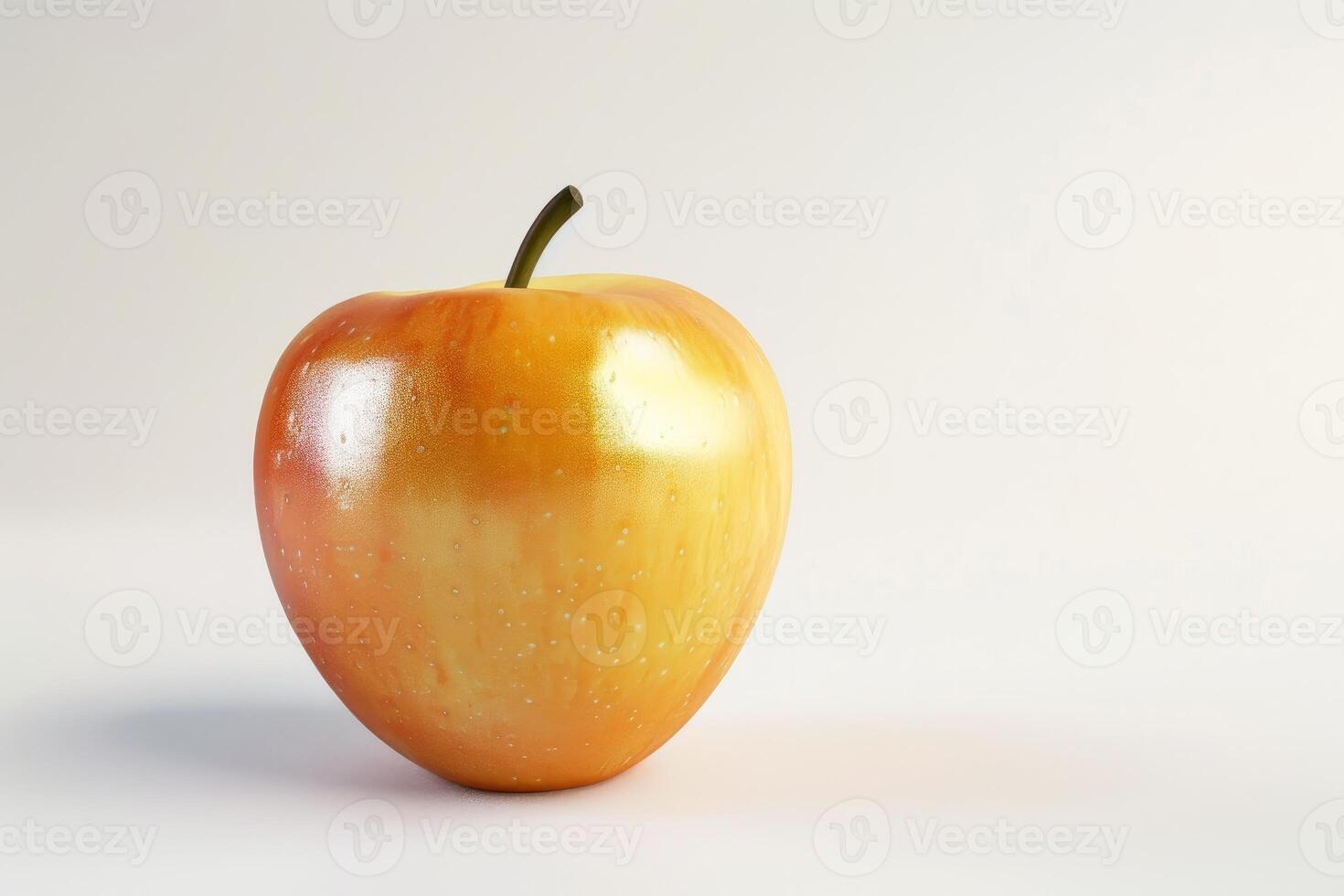 Golden delicious apple standing on white background photo