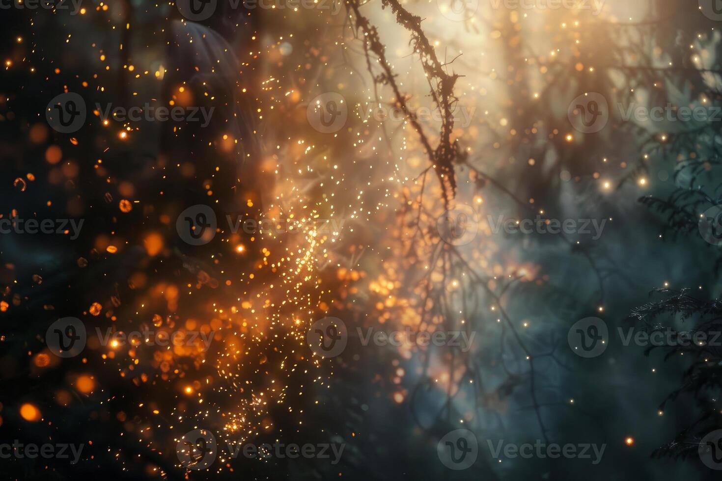 Worker using welding torch creating glowing sparks in the air photo