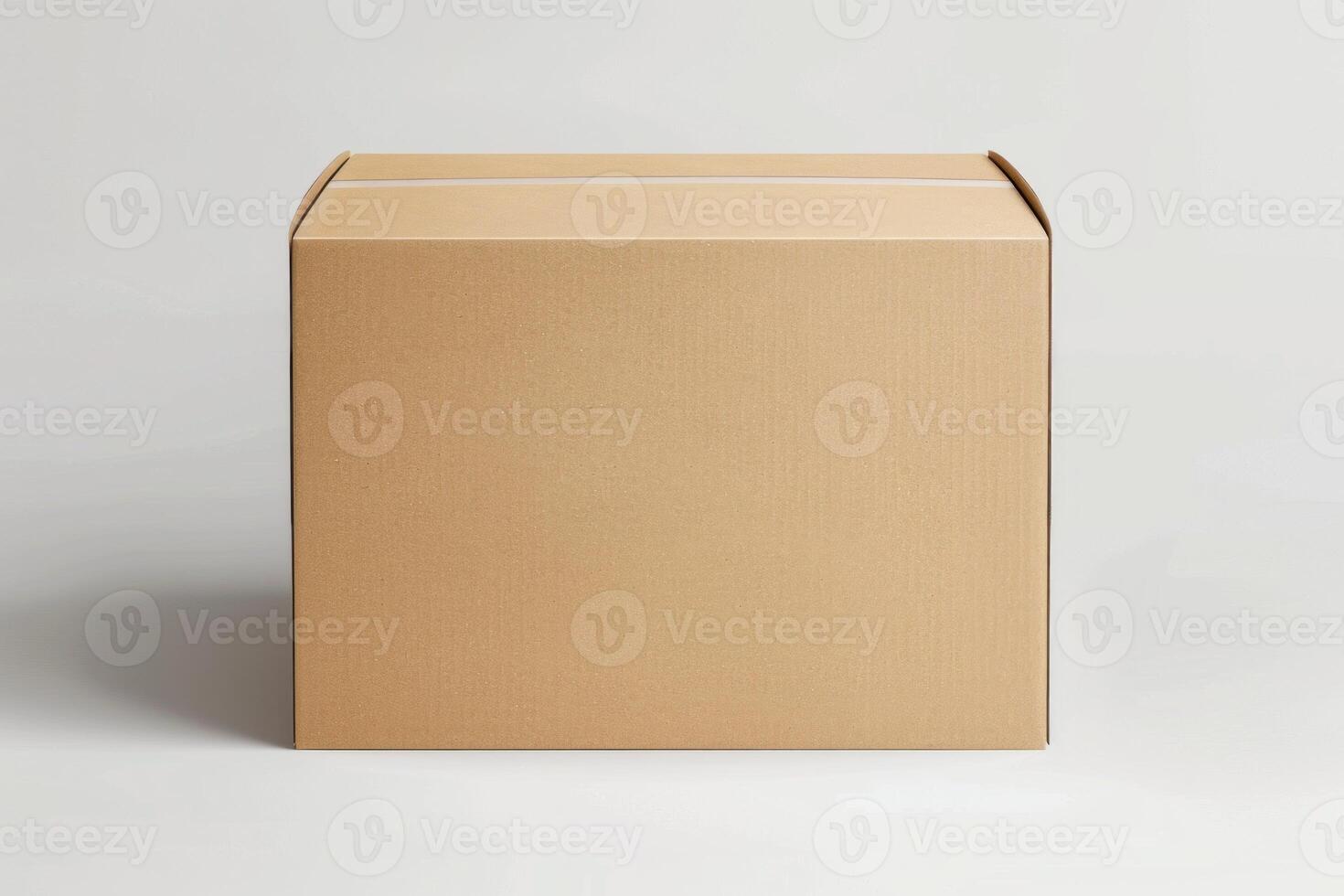 Closed cardboard box standing on white background photo