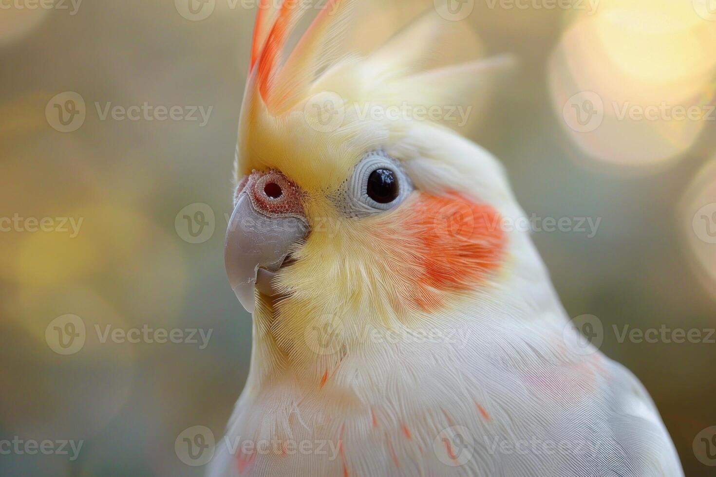 Cockatiel parrot posing with crest feathers up photo