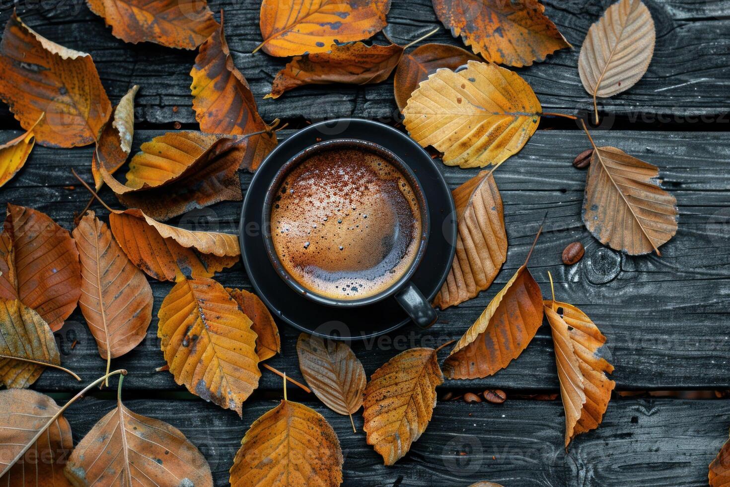 Aromatic coffee creating cozy atmosphere for autumn mood photo